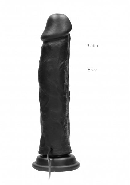 Vibrating Realistic Cock - 9" - Black