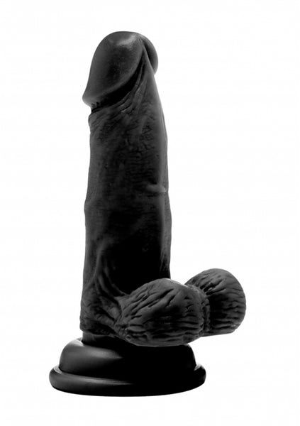 Realistic Cock - 6" - With Scrotum - Black