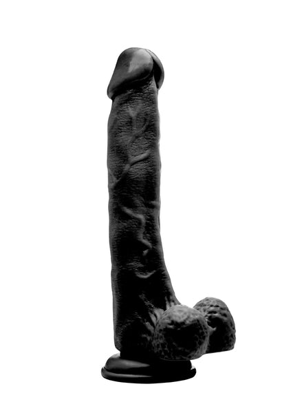 Realistic Cock - 10" - With Scrotum - Black