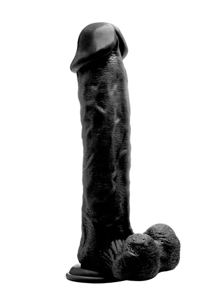 Realistic Cock - 11" - With Scrotum - Black
