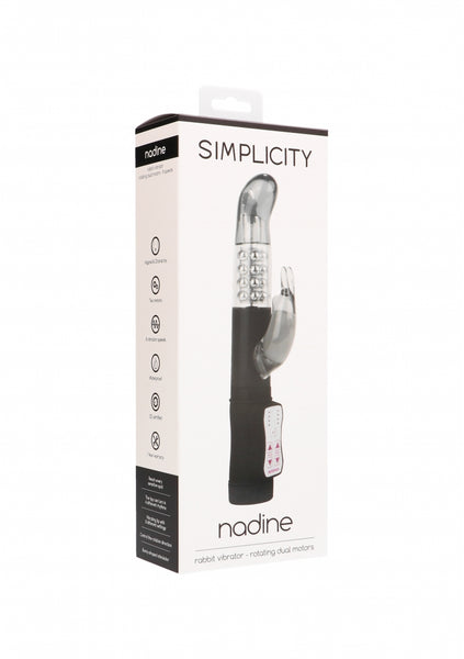 NADINE rabbit vibrator - rotating dual motors - Black