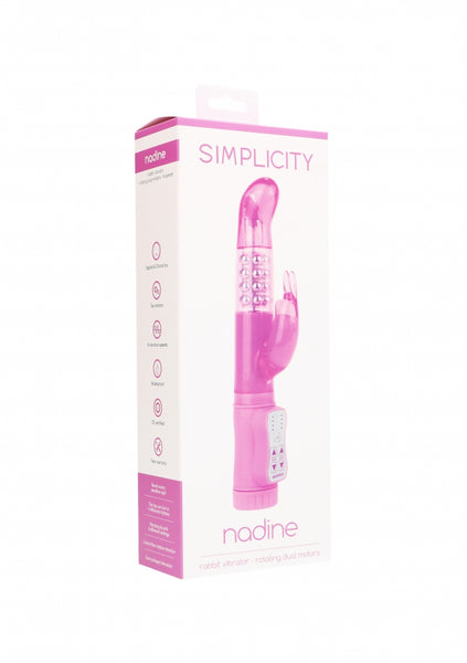 NADINE rabbit vibrator - rotating dual motors - Pink