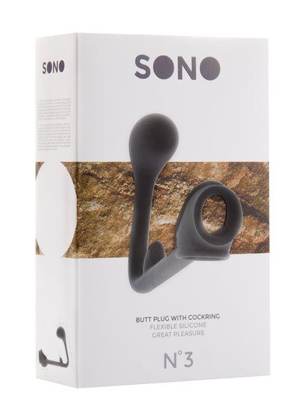 Sono No.3 - Butt Plug with Cockring - Black