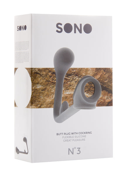 Sono No.3 - Butt Plug with Cockring - Grey