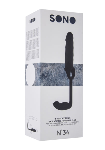 Sono No.34 - Stretchy Penis Exten and Plug - Black