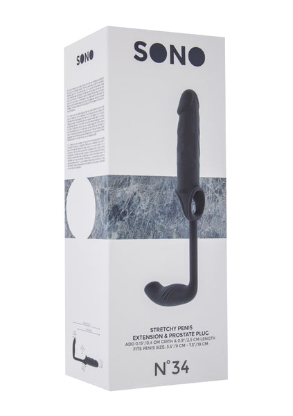 Sono No.34 - Stretchy Penis Exten and Plug - Grey