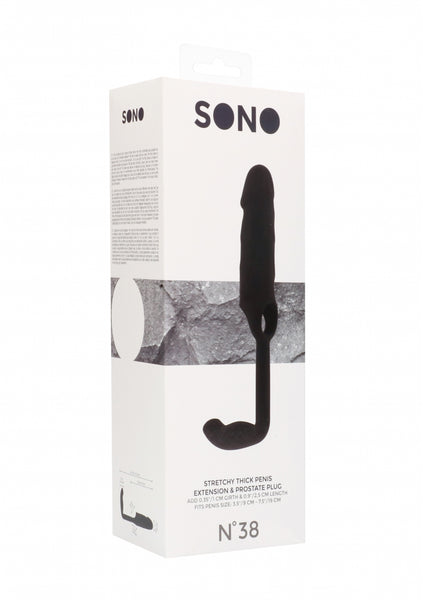 Sono No.38 - Stretchy Penis Extension and Plug - Black