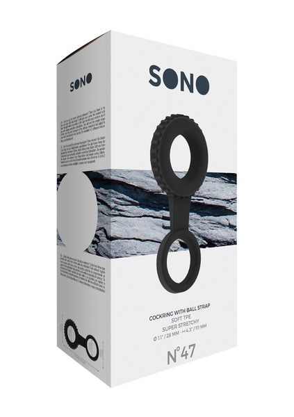 Sono No.47 - Cockring with Ball Strap - Black