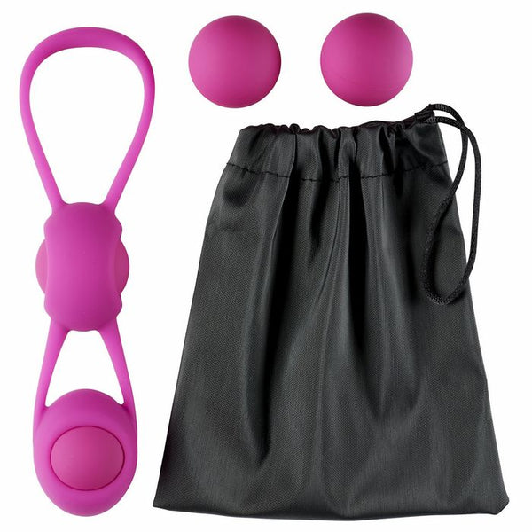 Cloud 9 - Kegel Training W/4 Weighted Balls & Pouch Pink Premium Silicone