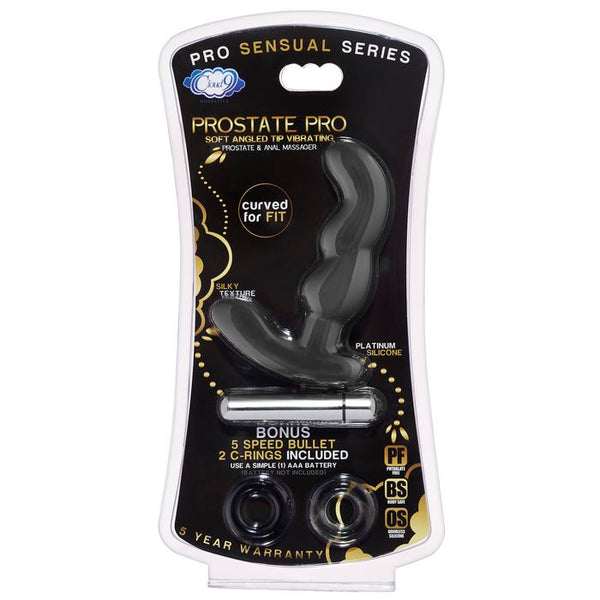 Cloud 9 - Prostate Pro Soft Angled Tip Prostate Anal Massager Black with C Rings