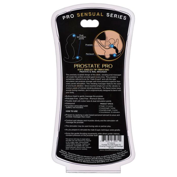 Cloud 9 - Prostate Pro Soft Angled Tip Prostate Anal Massager Black with C Rings
