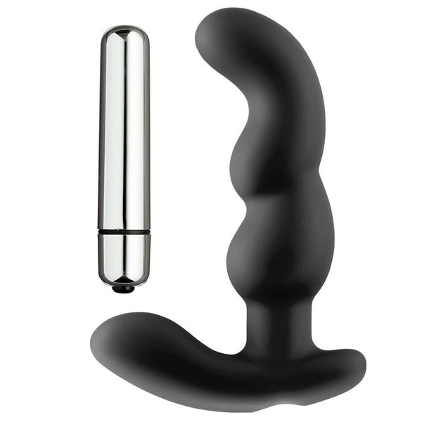 Cloud 9 - Prostate Pro Soft Angled Tip Prostate Anal Massager Black with C Rings