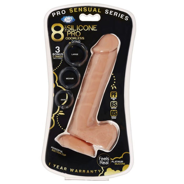 Cloud 9 - Pro Sensual Premium Silicone Dong W/ 3 C Rings Tan 8 inch