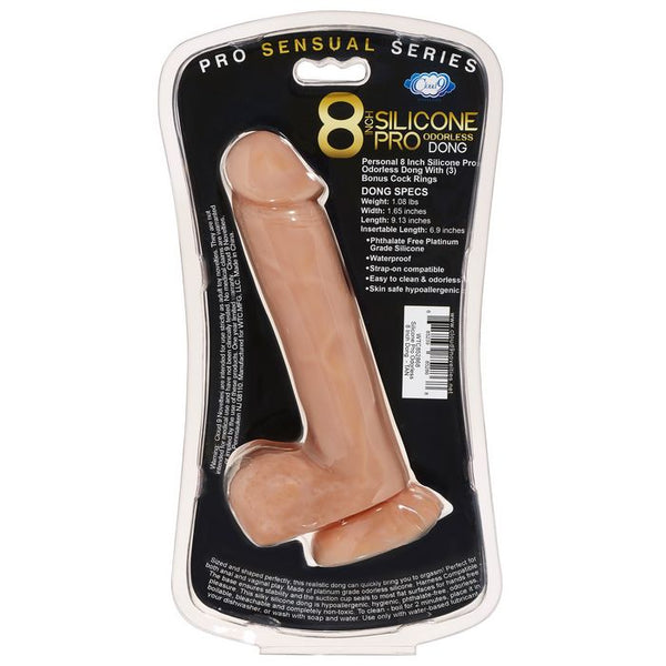 Cloud 9 - Pro Sensual Premium Silicone Dong W/ 3 C Rings Tan 8 inch