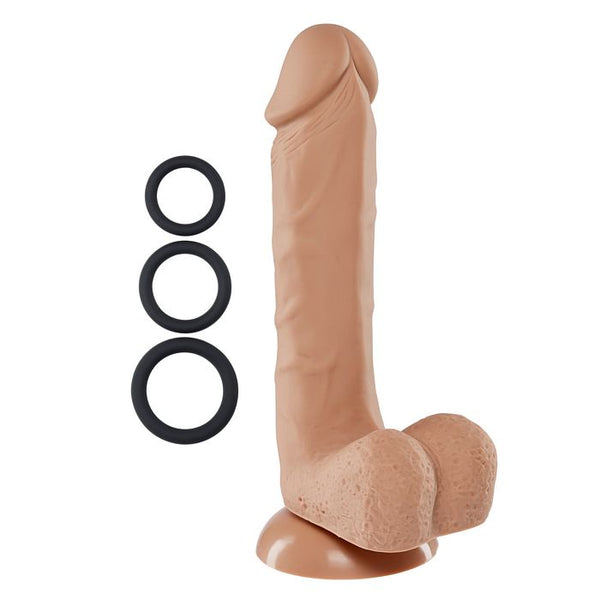 Cloud 9 - Pro Sensual Premium Silicone Dong W/ 3 C Rings Tan 8 inch