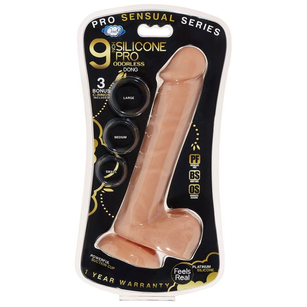 Cloud 9 - Pro Sensual Premium Silicone Dong W/ 3 C Rings Tan 9 inch