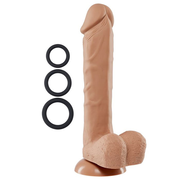 Cloud 9 - Pro Sensual Premium Silicone Dong W/ 3 C Rings Tan 9 inch