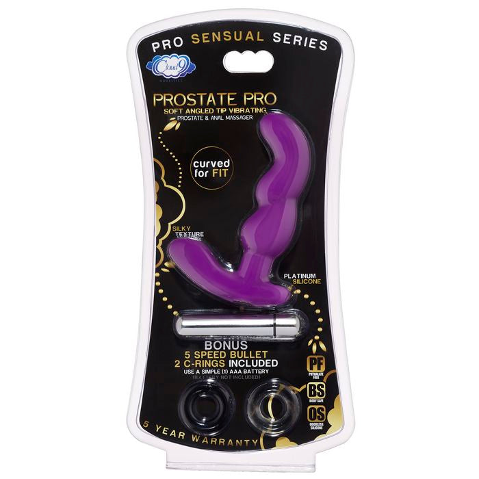 Cloud 9 - Prostate Pro Soft Angled Tip Prostate Anal Massager Purple with C Rings