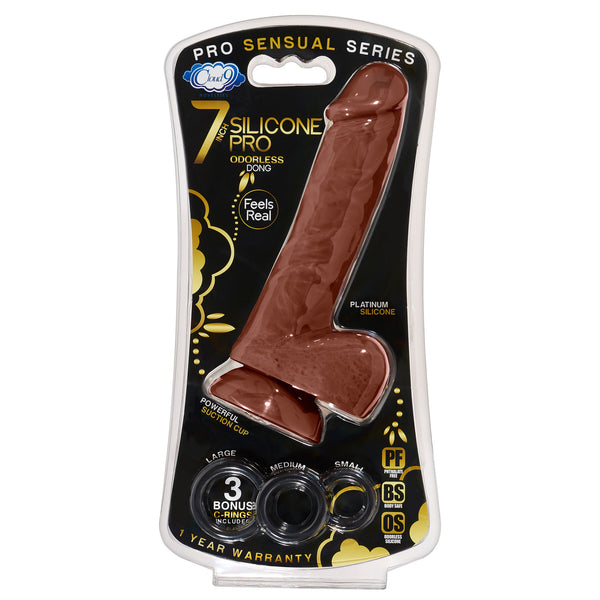 Cloud 9 - Pro Sensual Premium Silicone Dong W/ 3 C Rings Brown 7 inch