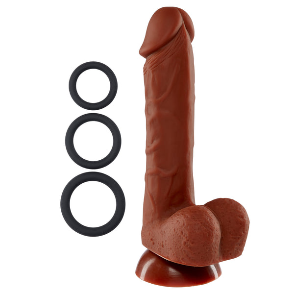 Cloud 9 - Pro Sensual Premium Silicone Dong W/ 3 C Rings Brown 7 inch