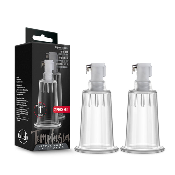 Temptasia  Nipple Pumping Cylinders  Set of 2 (1 Inch Diameter) - Clear