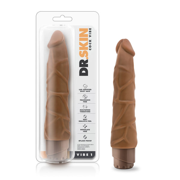 Dr. Skin - Cock Vibe 1 - 9 Inch Vibrating Cock -  Mocha