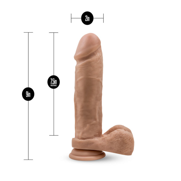 Silicone Willy's - 9 Inch Silicone Dildo With Suction Cup - Mocha