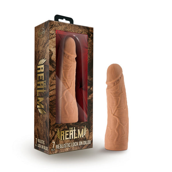 The Realm - Realistic 7 Inch Lock on Dildo -  Mocha