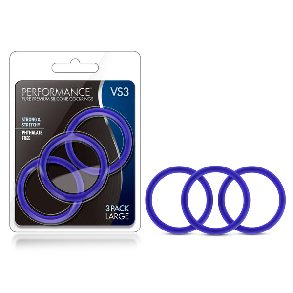 Performance - Vs3 Pure Premium Silicone  Cockrings - Large - Indigo