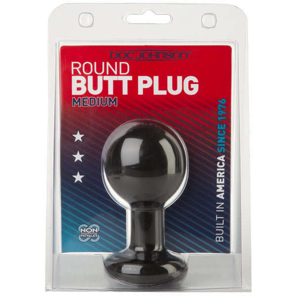 Round Butt Plug - Medium Black