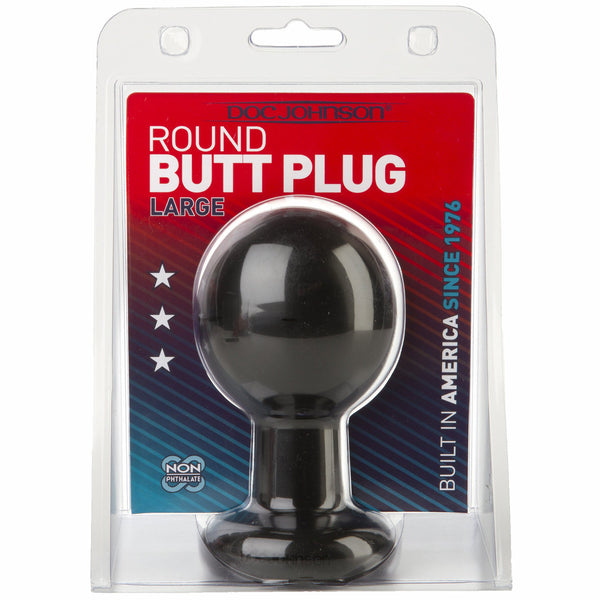 Round Butt Plug Large - Black