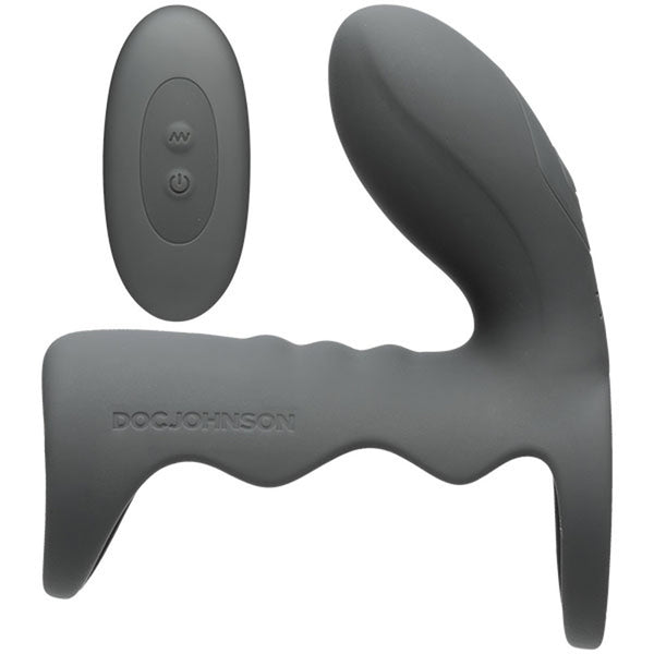 Optimale - Vibrating Cock Cage With Wireless  Remote - Rechargeable - Silicone - Slate