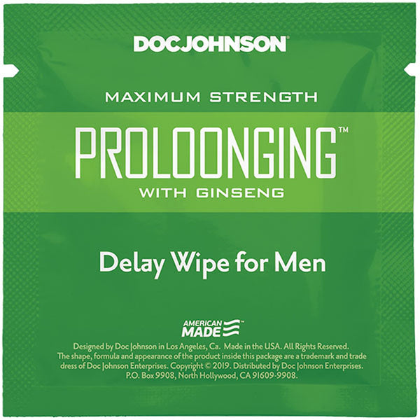 Proloonging With Ginseng - Delay Wipes for Men -  10 Pack