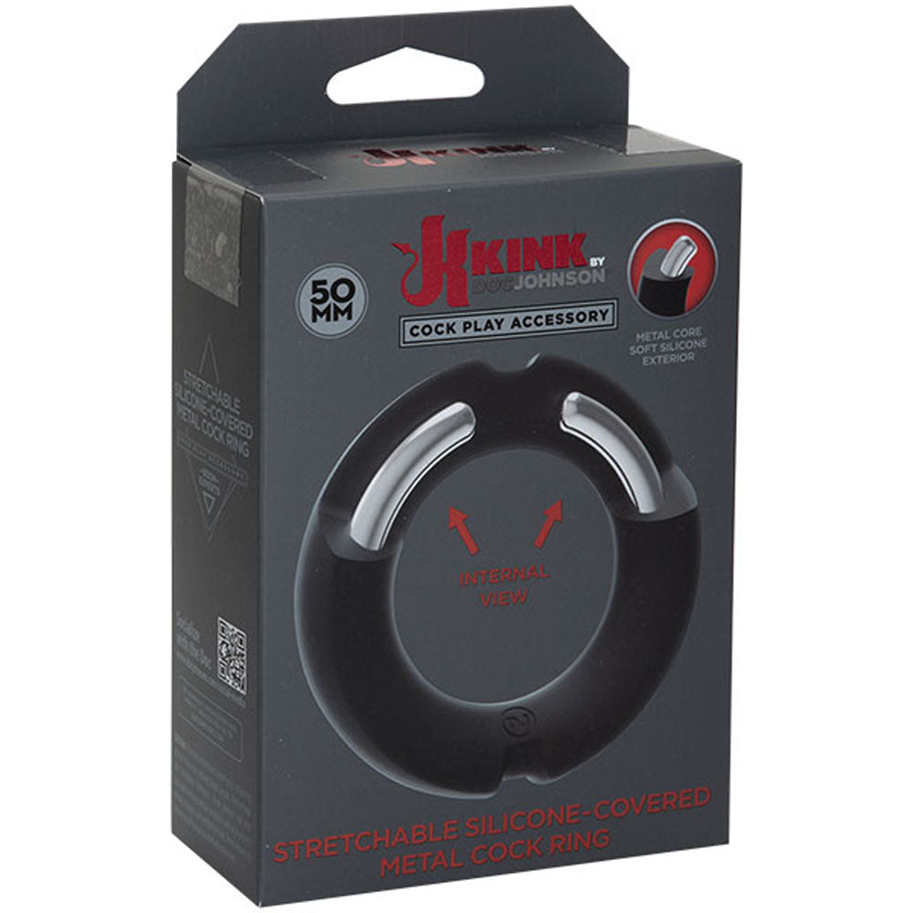 Hybrid Silicone Covered Metal Cock Ring - 50mm