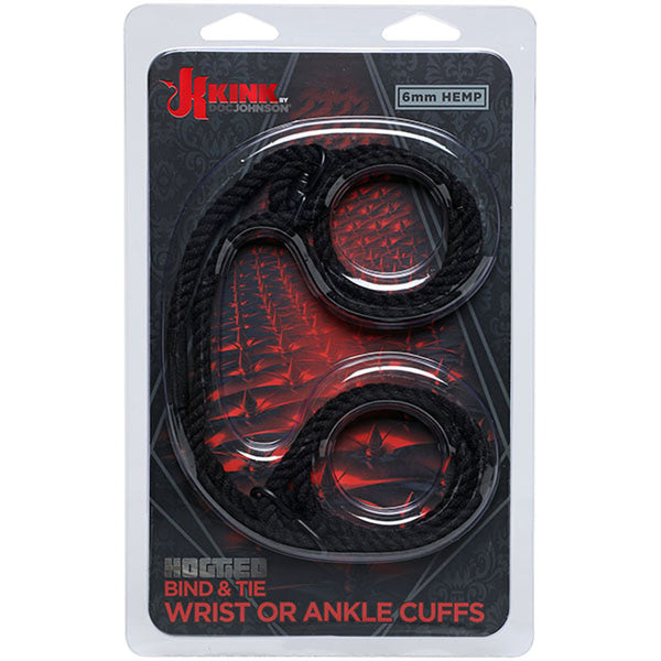 Kink - Hogtied - Bind & Tie - 6mm Hemp Wrist or  Ankle Cuffs - Black