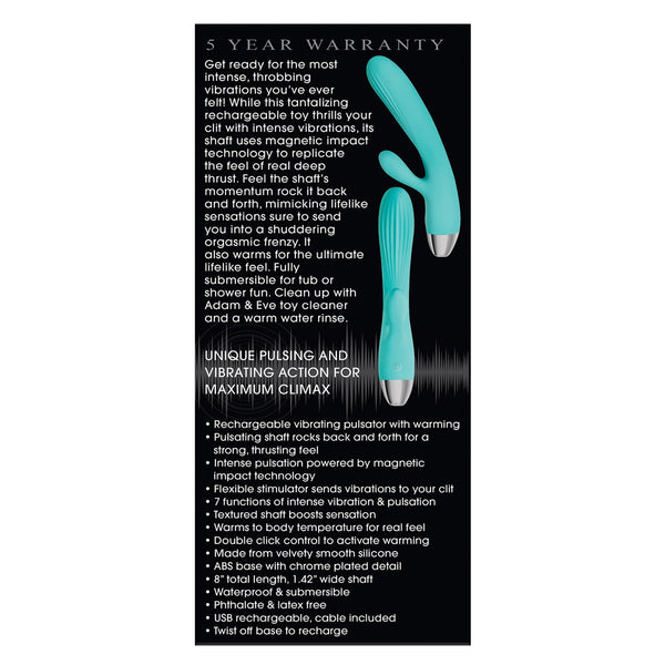 Adam & Eve Eve's Rechargeable Pulsating Dual Massager - Teal