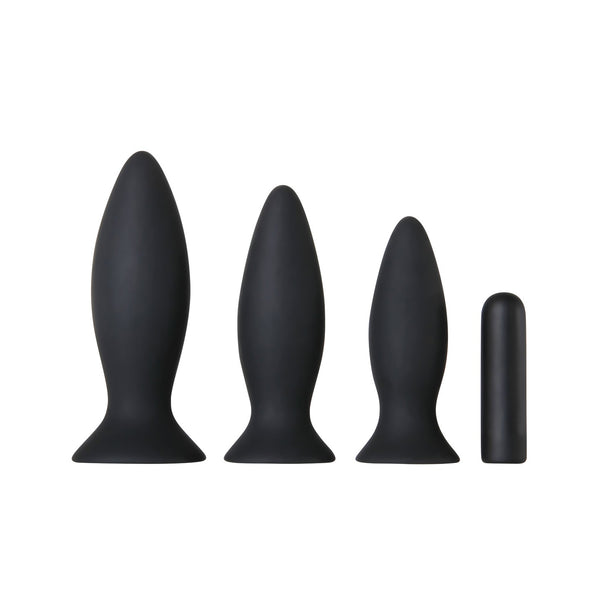 Adam & Eve Rechargeable Vibrating Anal Training Kit - Black