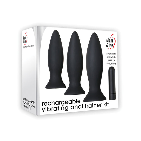 Adam & Eve Rechargeable Vibrating Anal Training Kit - Black