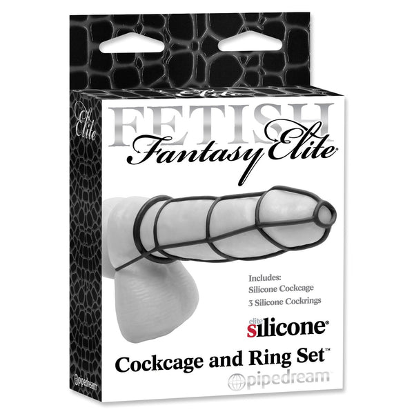Fetish Fantasy Elite Cockcage and Ring Set - Black