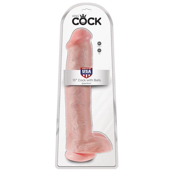 King Cock 15" Cock With Balls - Light
