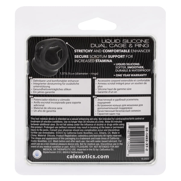 Alpha Liquid Silicone Dual Cage and Ring - Black Ring - Black