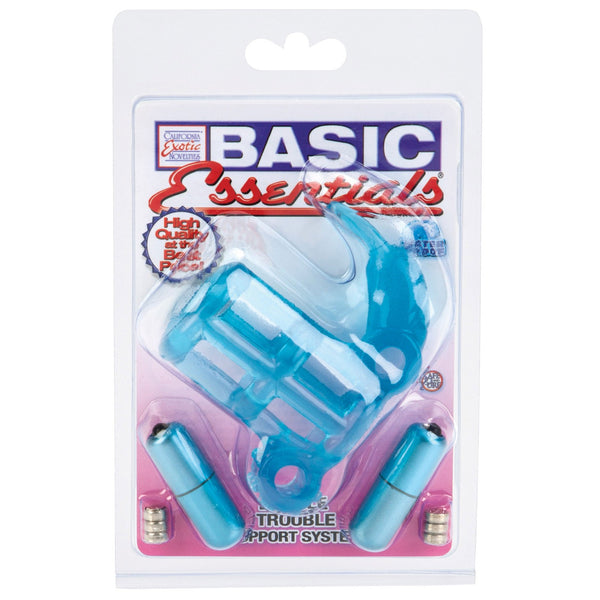 Basic Essential Double Trouble Vibrating Support System - Blue