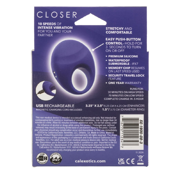 Closer Intimate Rechargeable Ring Embrace - Purple