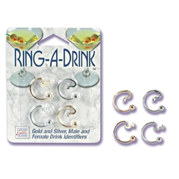 Ring a Drink Gold and Silver Male and Female Drink Identifiers