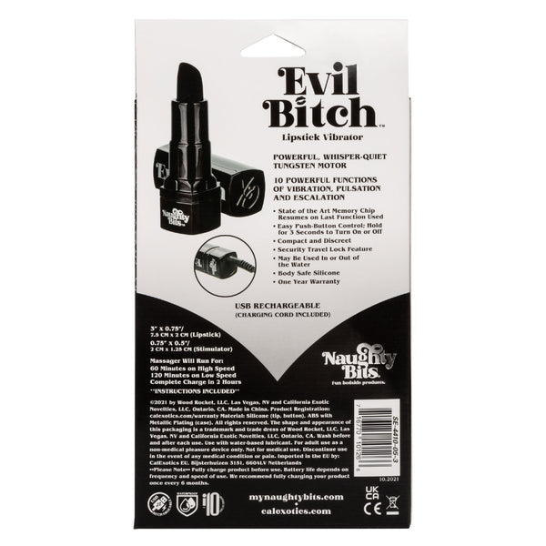 Naughty Bits Evil Bitch Lipstick Vibrator - Black