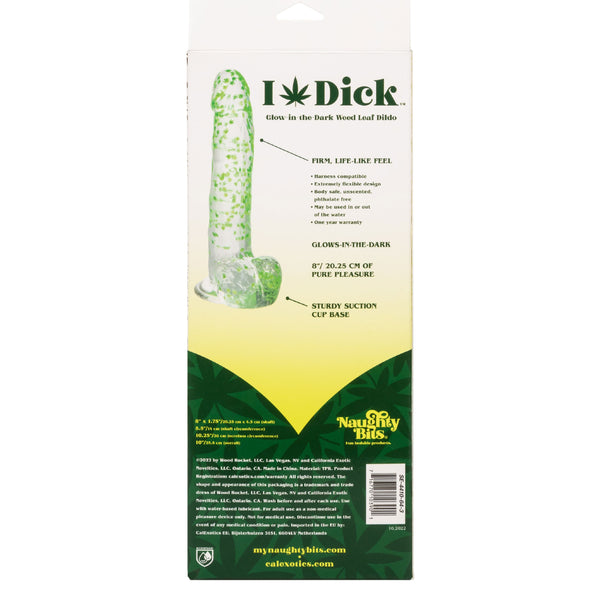 Naughty Bits I Leaf Dick Glow-in-the-Dark Weed Leaf Dildo - Glow in the Dark