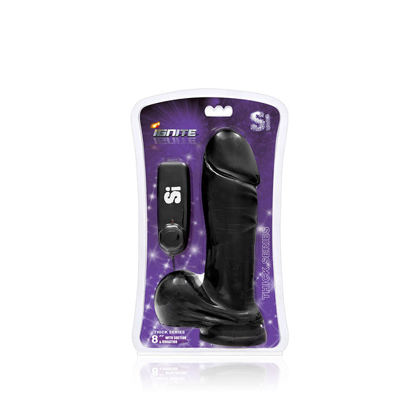 8" Thick Cock W/balls, Egg, & Suction - Black