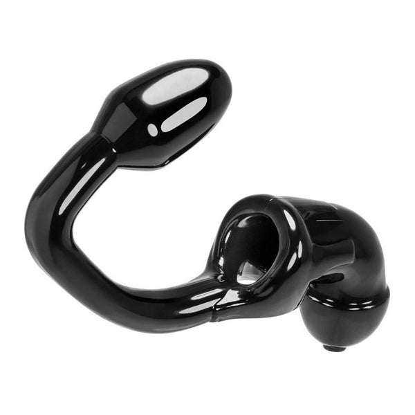 Oxballs Tailpipe Chastity CockLock & Asslock Butt Plug - Black