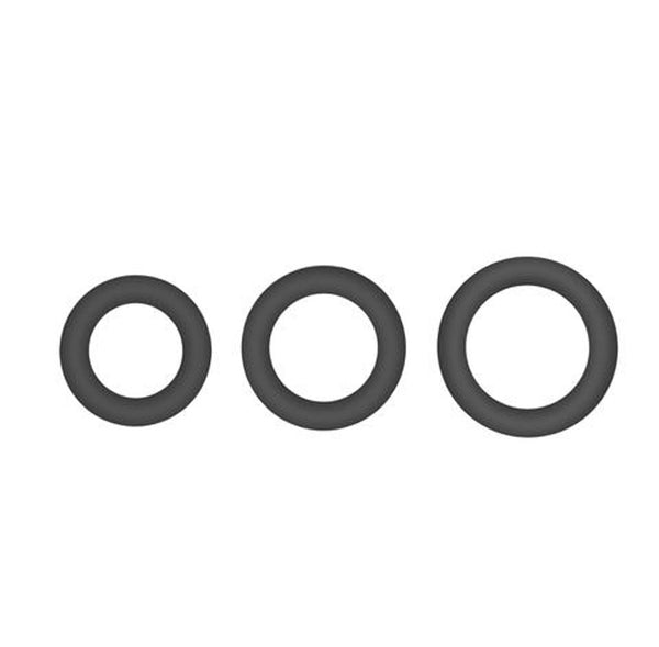 Hombre Snug-Fit Silicone Thick C-Rings - 3 Pack - Charcoal