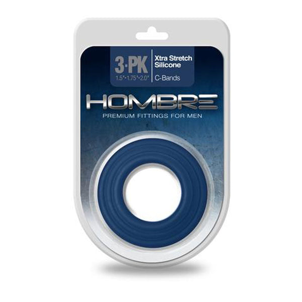 Hombre Xtra Stretch Silicone C-Bands - 3 Pack -  Navy